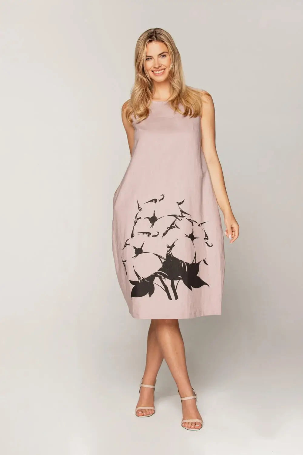 linen balloon dress Pastel Balloon-Shaped Pure Linen Dress | Unique & Breathable