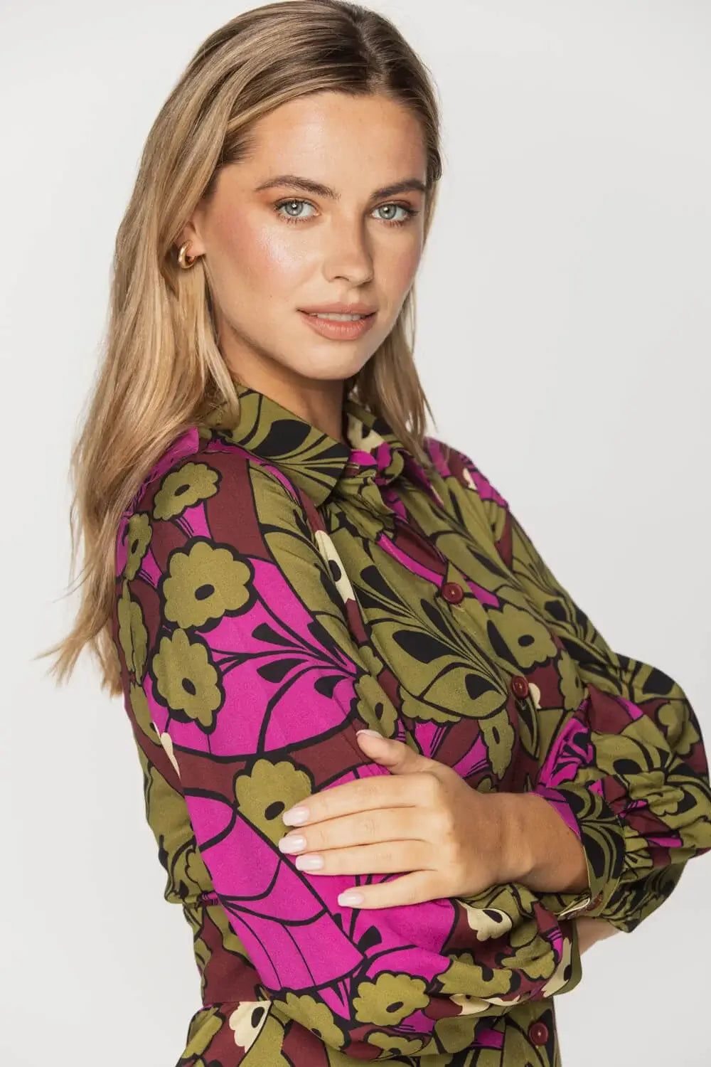 Button-Up Floral Dress