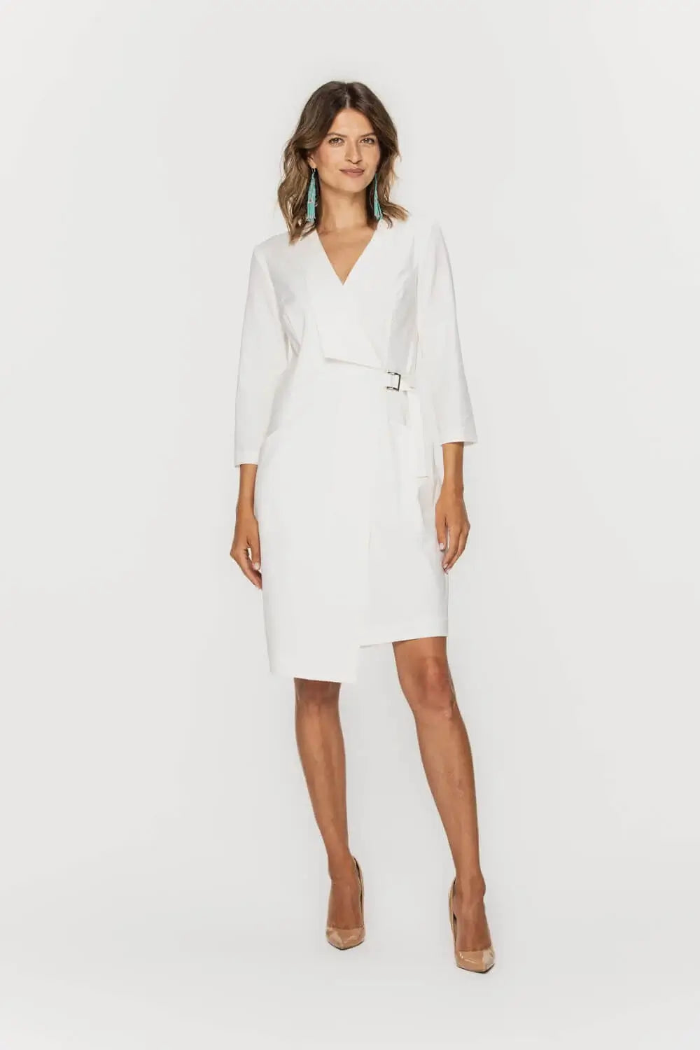 Cream Wrap Dress | Timeless Elegance | Bialcon Cream Wrap Dress | Timeless Elegance | Bialcon