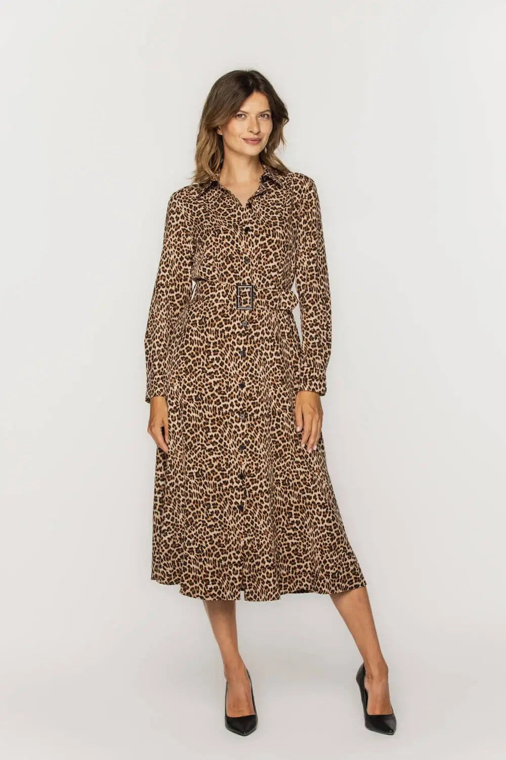 Leopard Print Button Up Shirt Dress