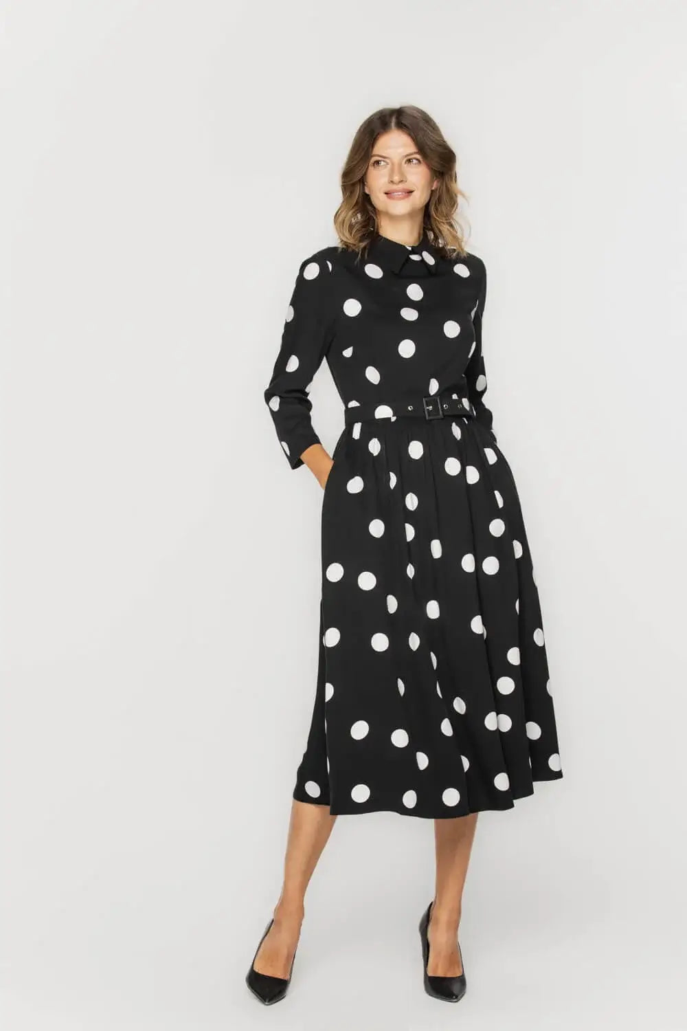 black and white flared dress Bella Monochrome Flare Dress IStyleRight