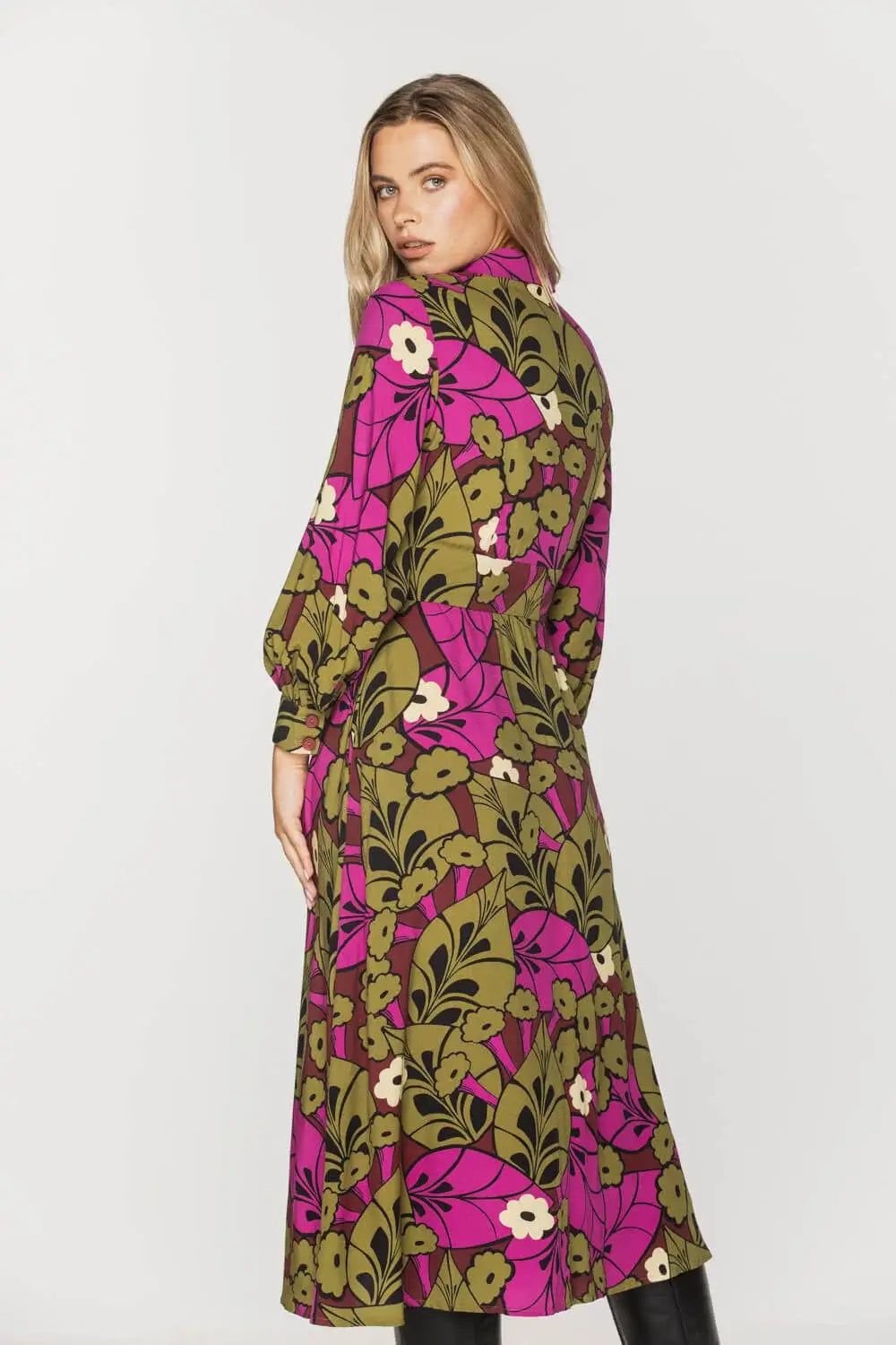 Button-Up Floral Dress