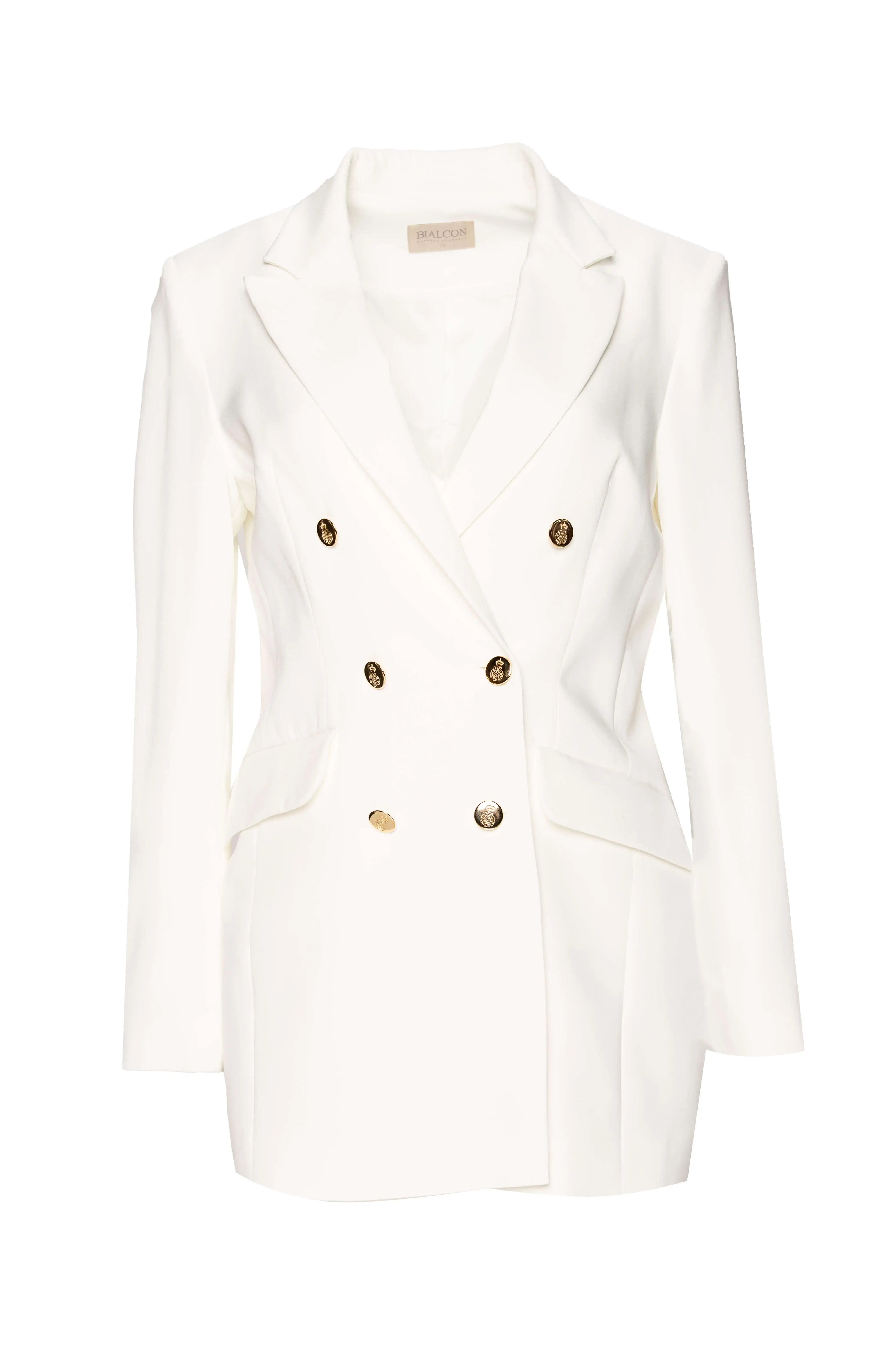 Ecru Double-Breasted Blazer | Elegant Style | Bialcon Ecru Double-Breasted Blazer | Elegant Style | Bialcon