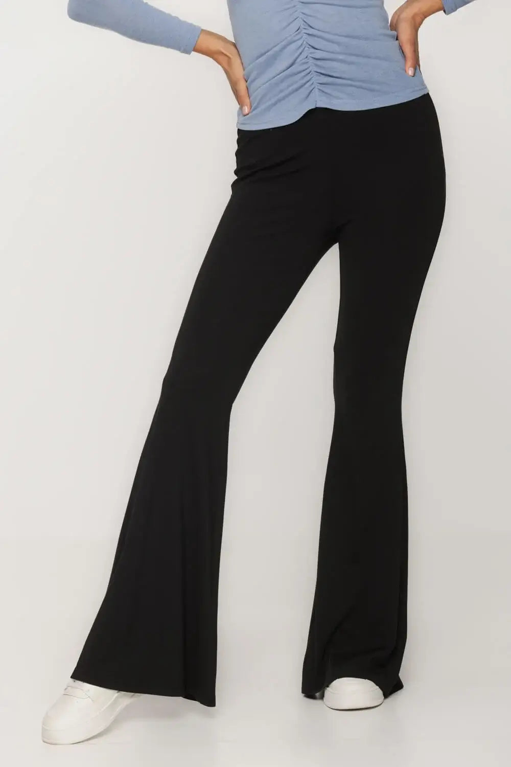 Flared Pants Moda Flare Flare Knit Black Pant