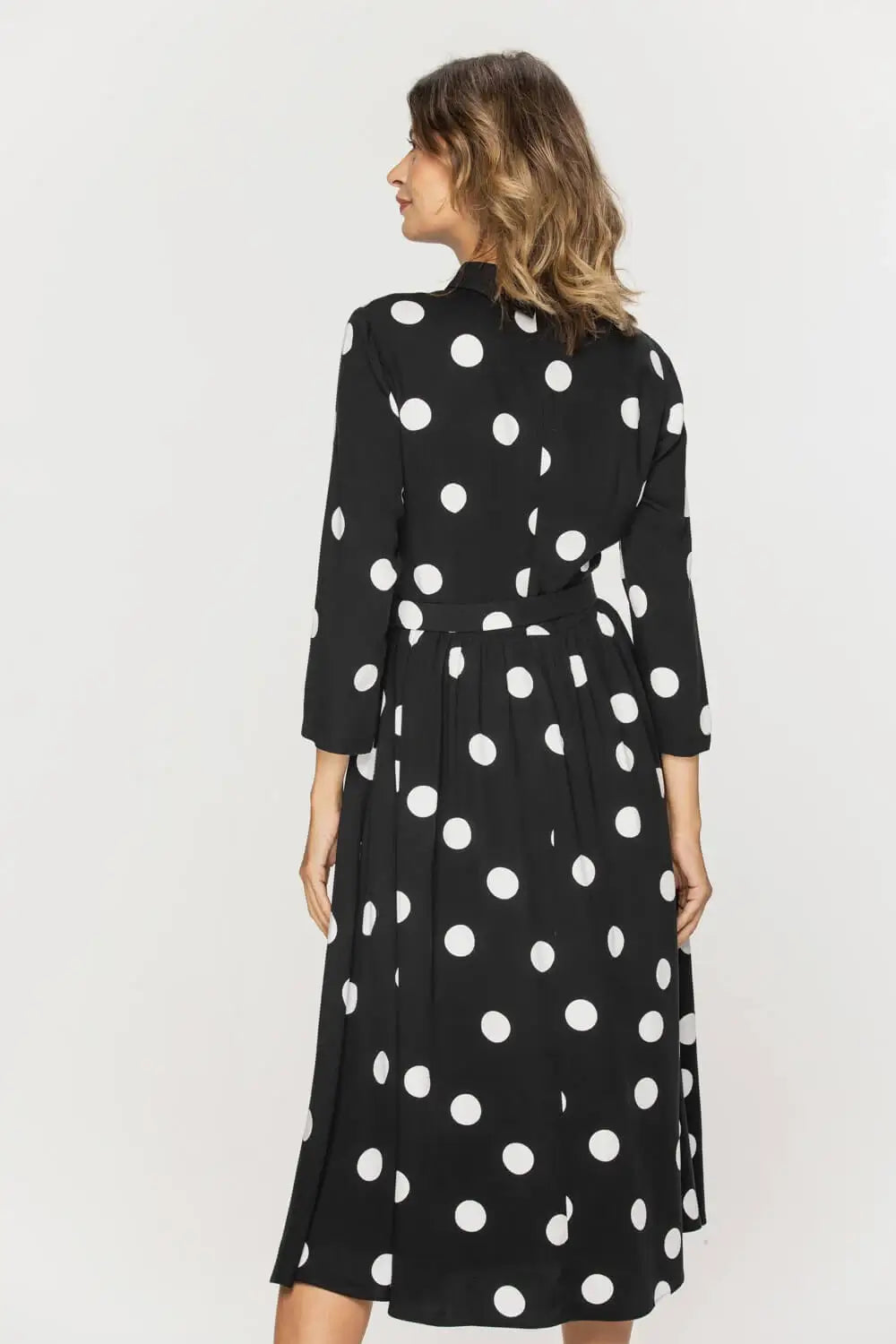 Retro Polka Dot Flared Dress