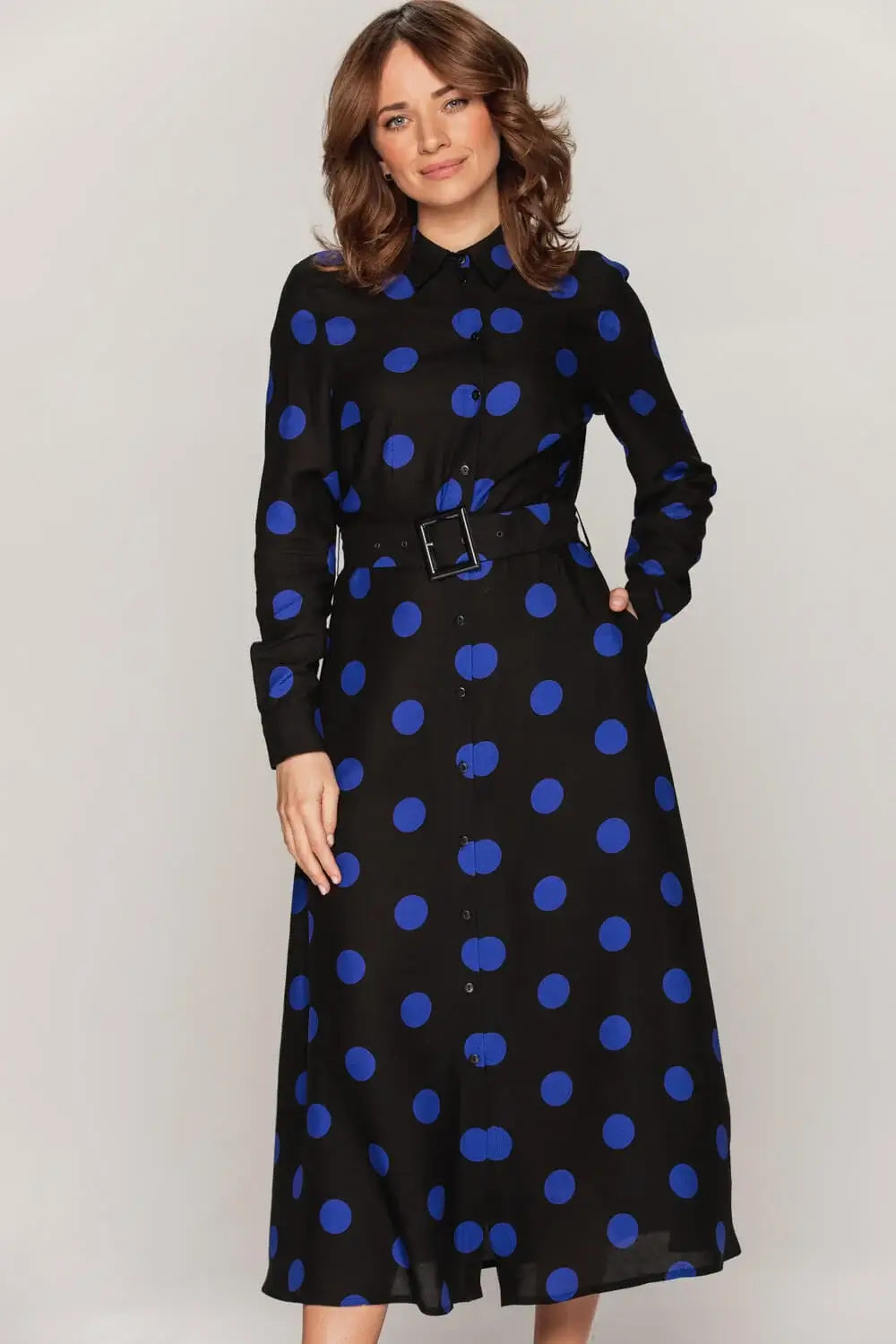 Sapphire Polka Dot Viscose Midi Dress