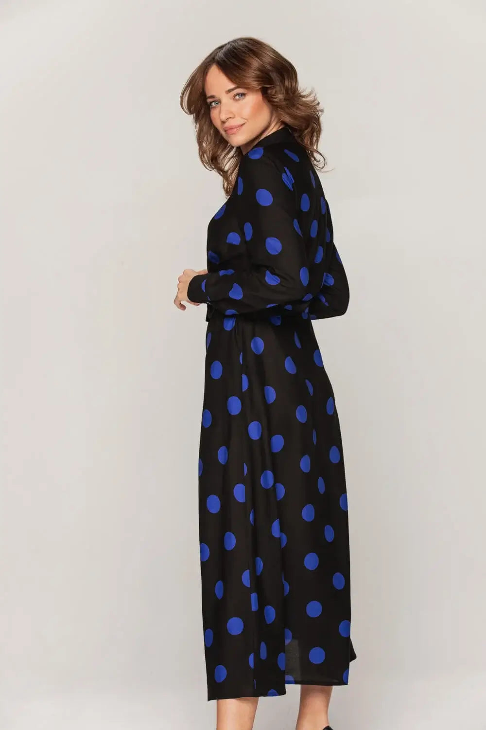 Sapphire Polka Dot Viscose Midi Dress