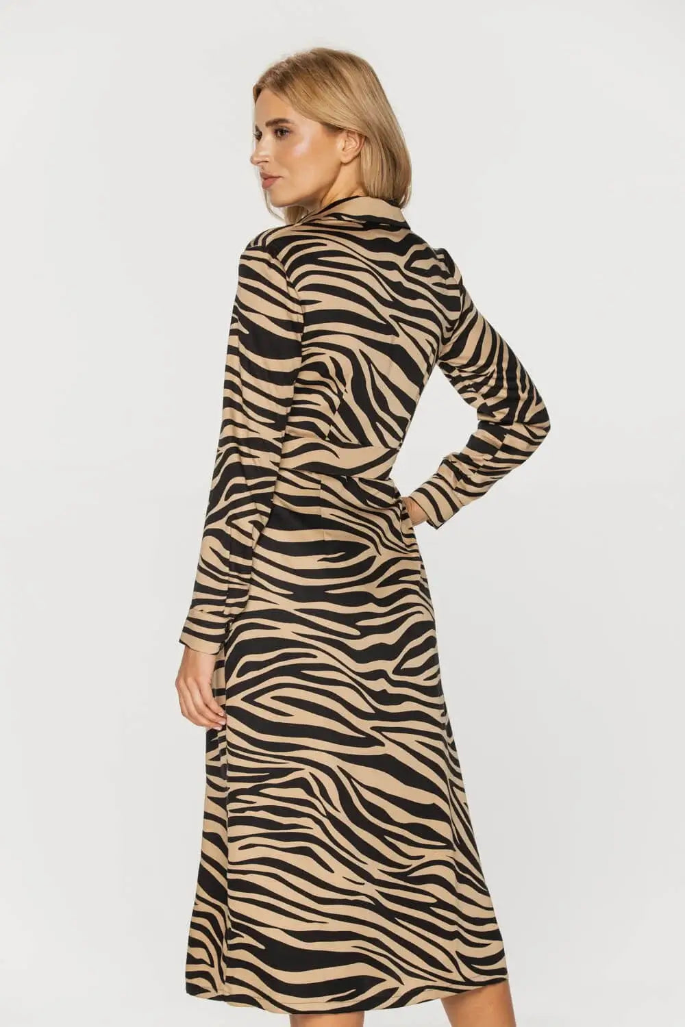Zebra Print Viscose Shirt Dress Bold and Beautiful Bialcon